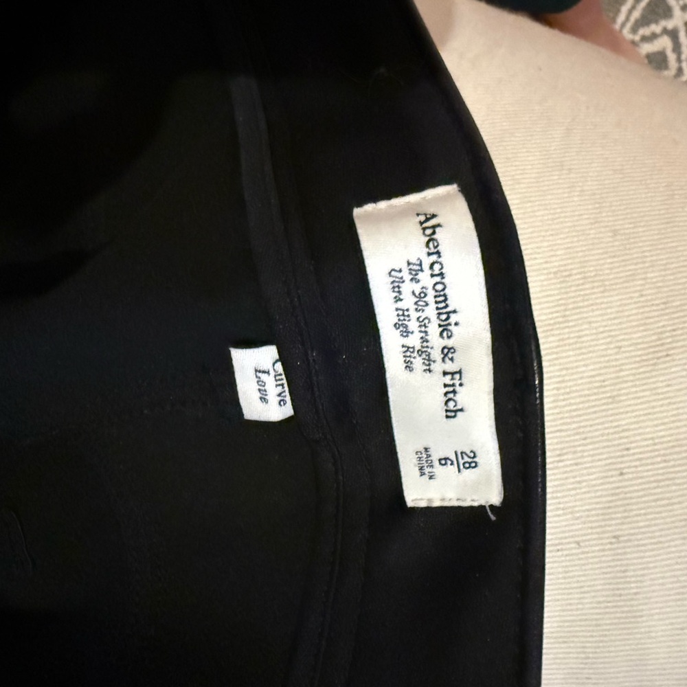 Abercrombie & Fitch Black Straight Leg Leather Pants